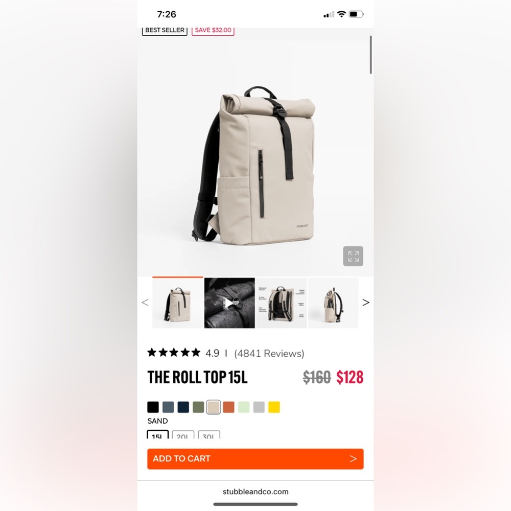 THE ROLL TOP BACKPACK- 15L